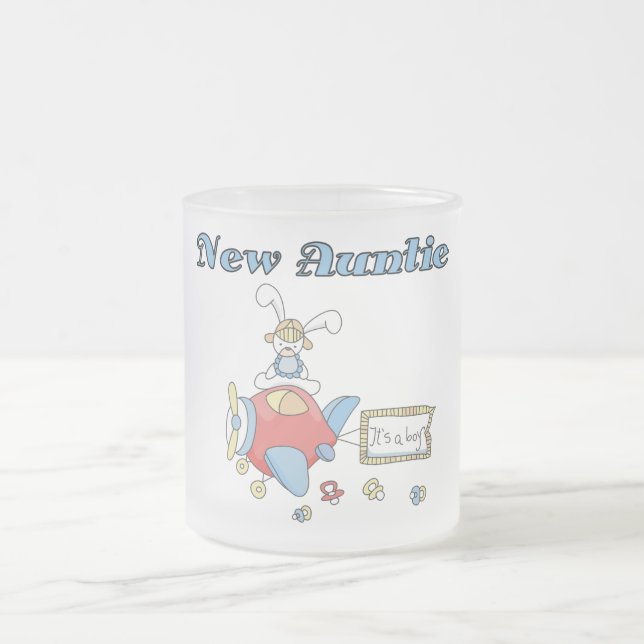 New Auntie - Airplane Tshirts and Gifts Frosted Glass Coffee Mug (Center)