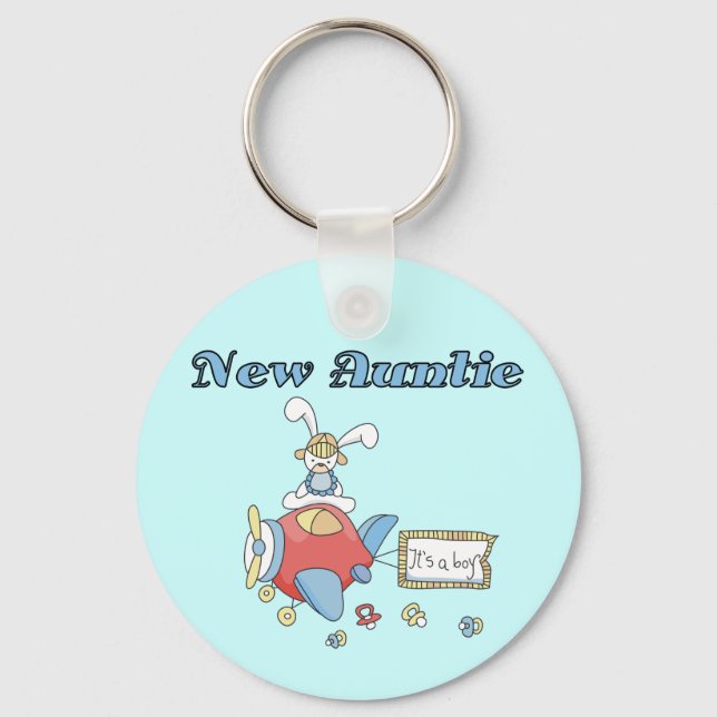 New Auntie - Airplane Tshirts and Gifts Keychain (Front)