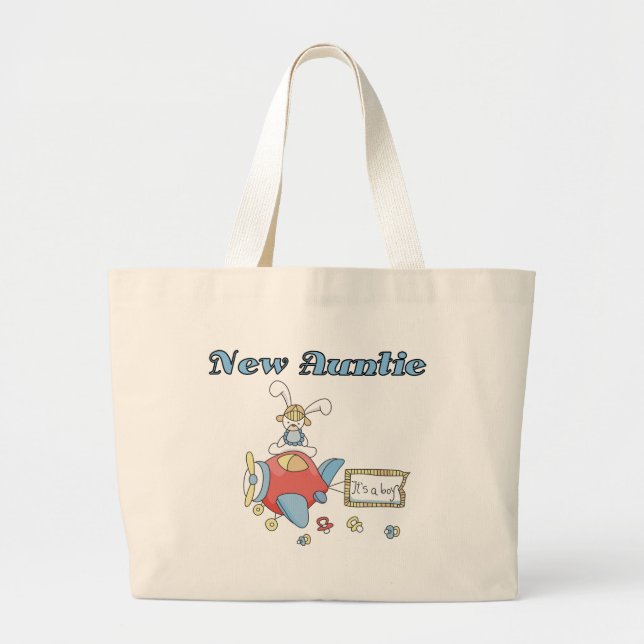 New Auntie - Airplane Tshirts and Gifts Large Tote Bag (Front)