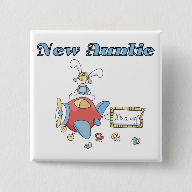 New Auntie - Airplane Tshirts and Gifts Pinback Button (Front)