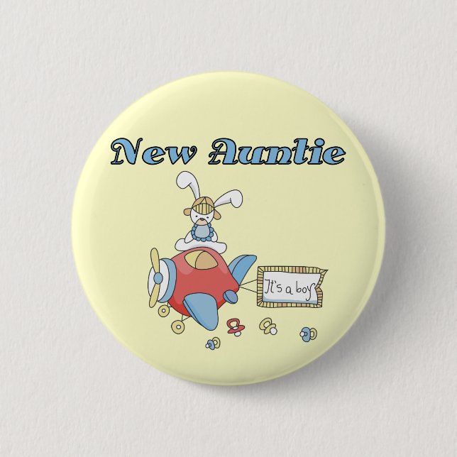 New Auntie - Airplane Tshirts and Gifts Pinback Button (Front)