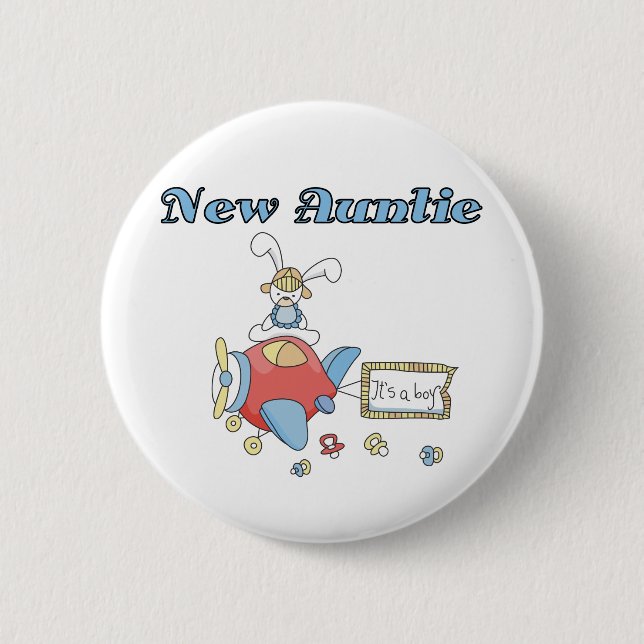 New Auntie - Airplane Tshirts and Gifts Pinback Button (Front)