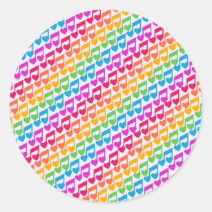New Awesome Rainbow Notes Classic Round Sticker