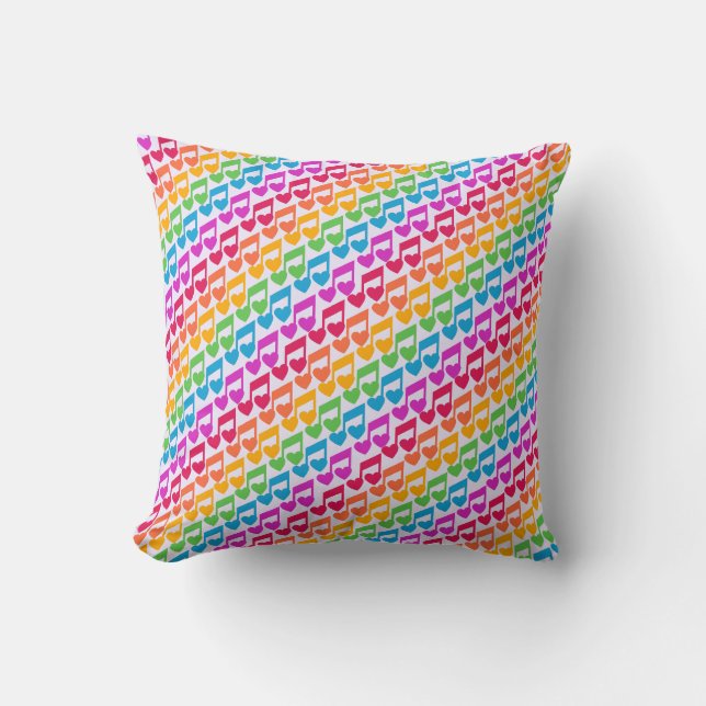 New Awesome Rainbow Notes Throw Pillow (Front)