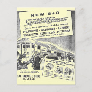 New B&O Budd Built Daylight Speedliners Postcard