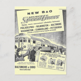 New B&O Budd Built Daylight Speedliners Postcard