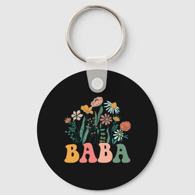 New Baba Wildflower First Birthday &amp; Baby Show Keychain (Front)