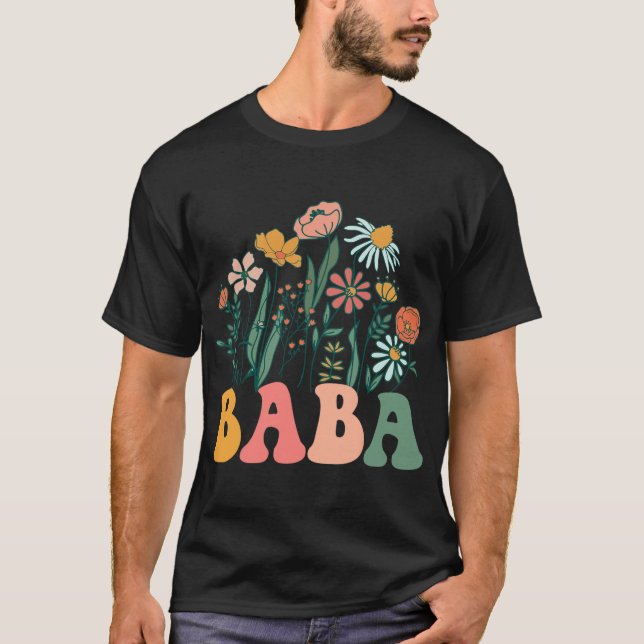 New Baba Wildflower First Birthday &amp; Baby Show T-Shirt (Front)