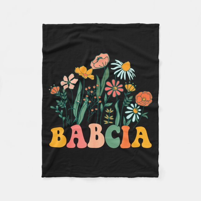New Babcia Wildflower First Birthday &amp; Baby Sh Fleece Blanket (Front)