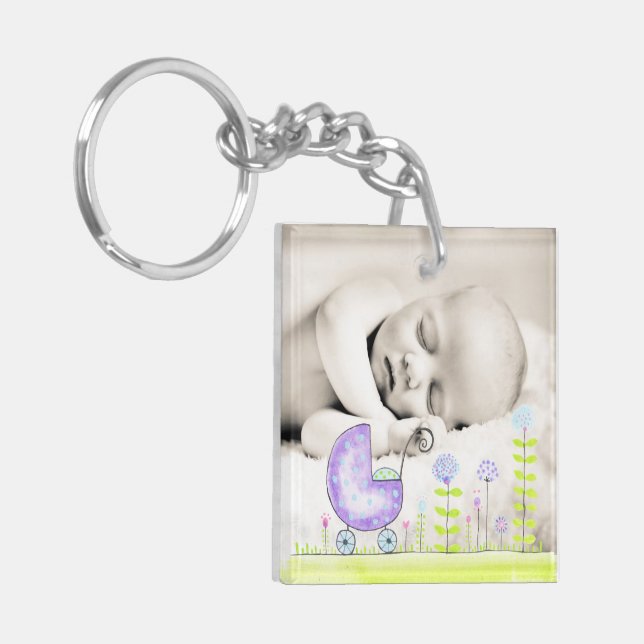 New Baby Add your own Photo double sided  Keychain (Front Left)