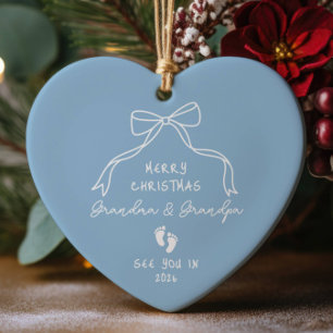 New Baby Announcement Christmas  Ceramic Ornament