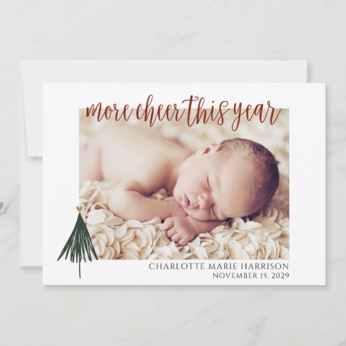 New Baby Announcement Elegant Photo Christmas Card