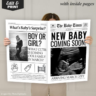 New Baby Announcement Newspaper Baby Coming Prop Card