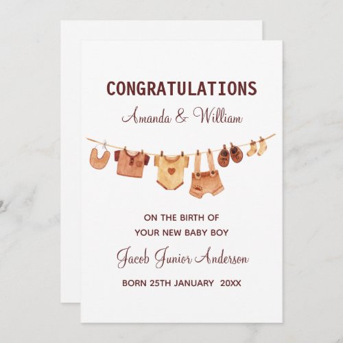 New Baby_Baby Clothes Congratulations Personalized Card