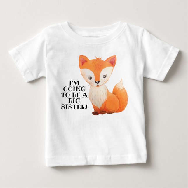 New Baby Big Sister Little Fox Toddler Tshirt (Front)