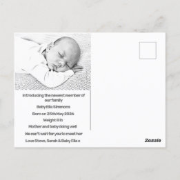 new baby birth announcement green purple modern postcard