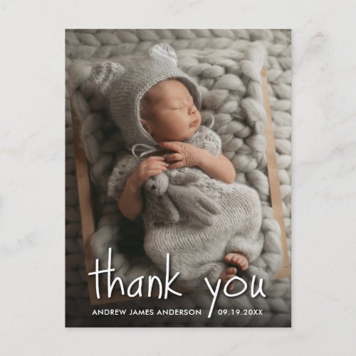 New Baby Birth Announcement Thank You Postcard