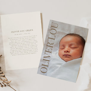 New Baby Birth Announcement with Photo