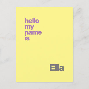 new baby birth announcement yellow purple custom  postcard