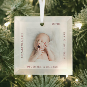 NEW BABY   Birth Details Glass Ornament