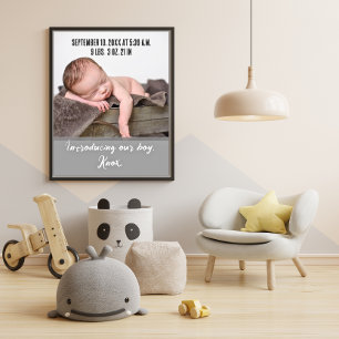 New Baby Birth Photo Announcement Poster