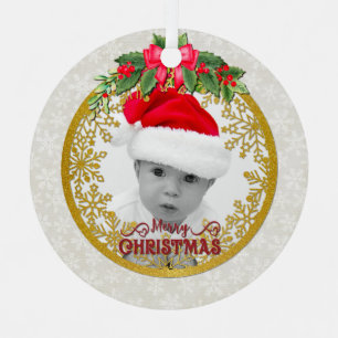 New baby birth stats Christmas, Birth Announcement Metal Ornament