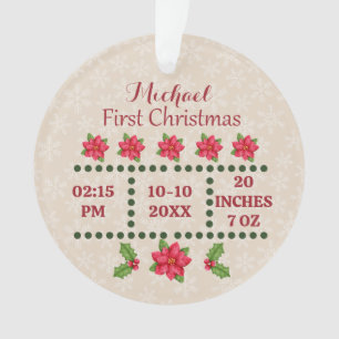 New baby birth stats Christmas, Birth Announcement Ornament