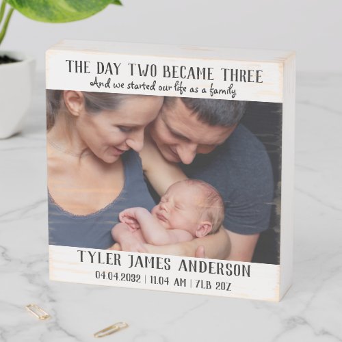 New Baby Birth Stats First Family Photo Keepsake Wooden Box Sign