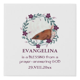 New Baby BLESSING FROM GOD Photo Keepsake Faux Canvas Print