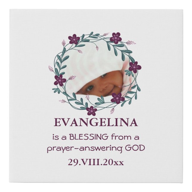 New Baby | BLESSING FROM GOD | Photo Keepsake Faux Canvas Print (Front)