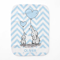 New Baby Blue Elephants with Hearts Baby Burp Cloth