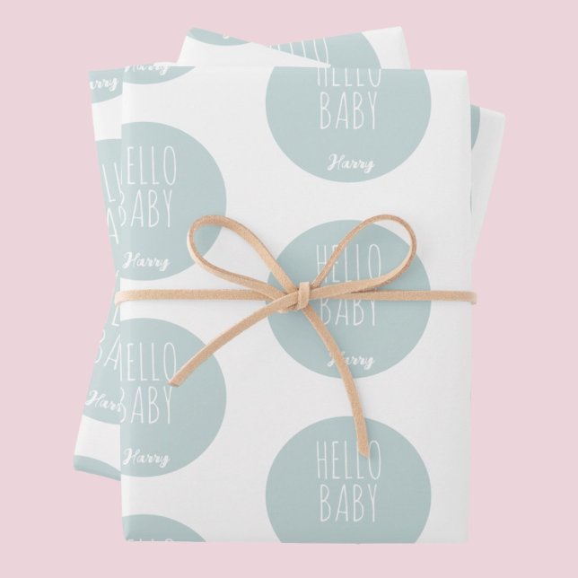 New Baby Blue Green Modern Elegant  Wrapping Paper Sheets (Creator Uploaded)