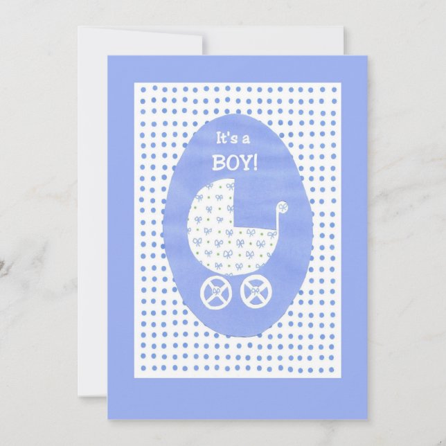New Baby Boy Announcement Card - customizable (Front)