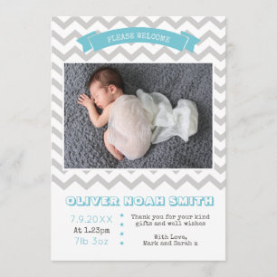 New baby boy announcement/thank you card