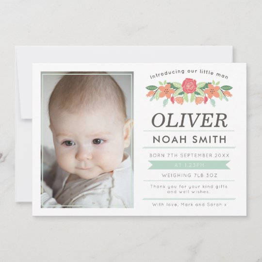 new baby boy announcementthank you card zazzle