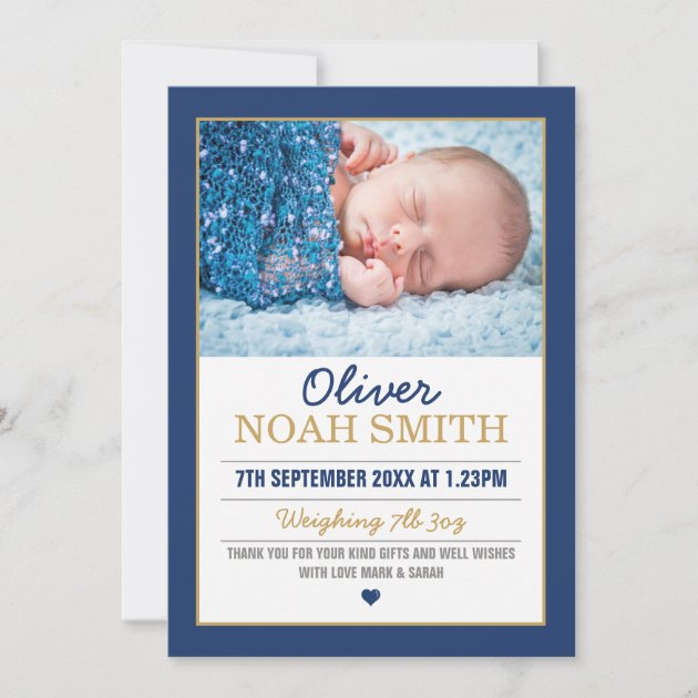 New Baby Boy Announcement/thank You Card