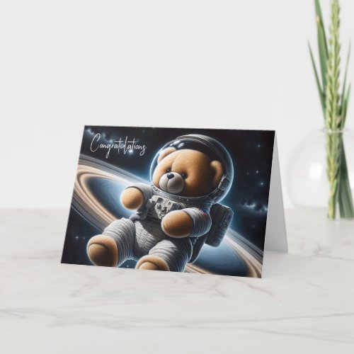 New Baby Boy Astronaut Teddy Bear Card
