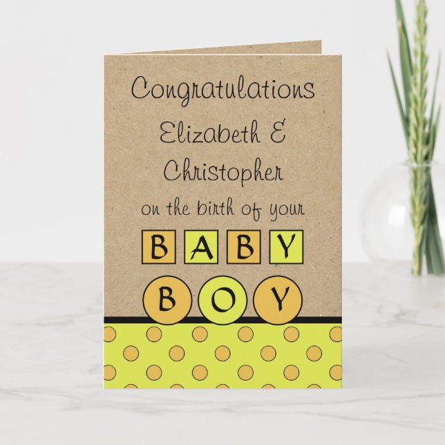 New Baby Boy big love rustic orange green Card (Front)