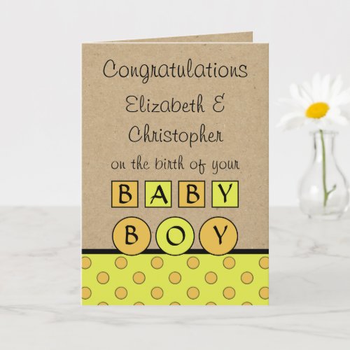 New Baby Boy big love rustic orange green Card