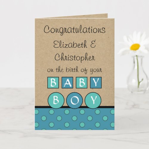 New Baby Boy big love rustic turquoise blue Card