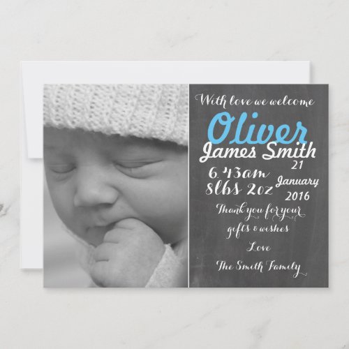 New Baby Boy/ Birth Announcement Card/Personalised New Baby Boy Birth Announcement CardPersonalised