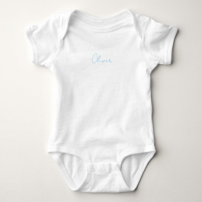 New Baby Boy Blue Name Sweet Newborn Simple Baby Bodysuit (Front)
