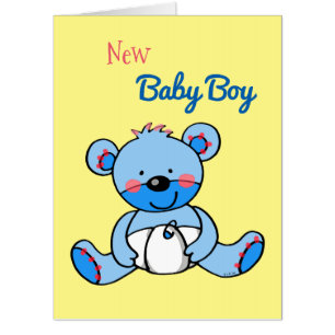 New Baby Boy (blue teddy bear toy) Card