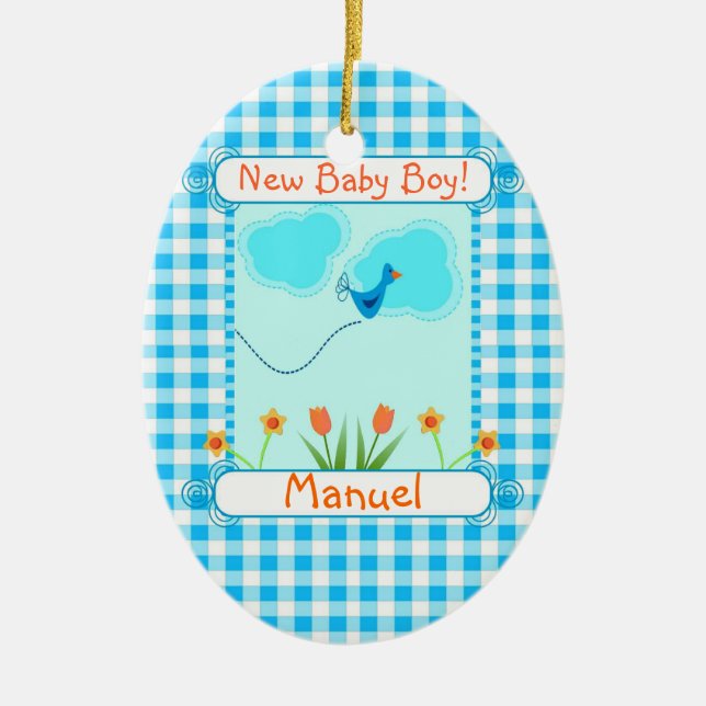 New Baby Boy Blue Vichi Ornament (Front)