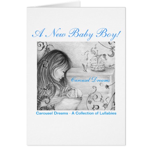 New Baby Boy Carousel Dreams Greeting Card (Front)
