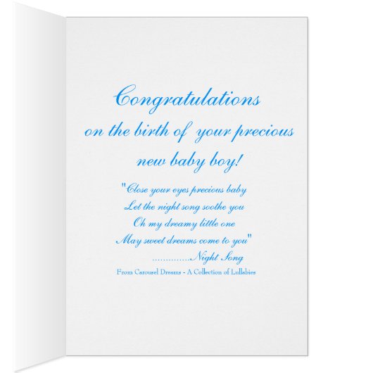 New Baby Boy Carousel Dreams Greeting Card (Inside (Right))