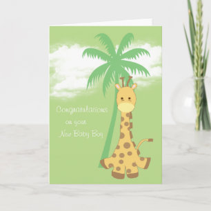 New baby boy congratulations blue giraffe card