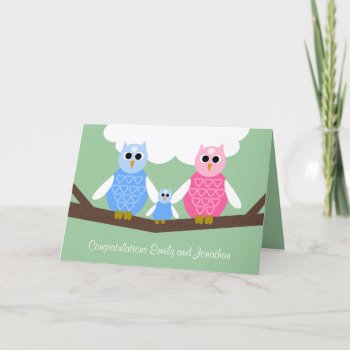 New Baby Boy Congratulations Card With Owl Family by KathyHenis at Zazzle