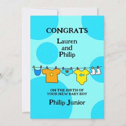 New Baby Boy Congratulations Customizable Card