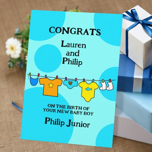 New Baby Boy Congratulations Customizable Card